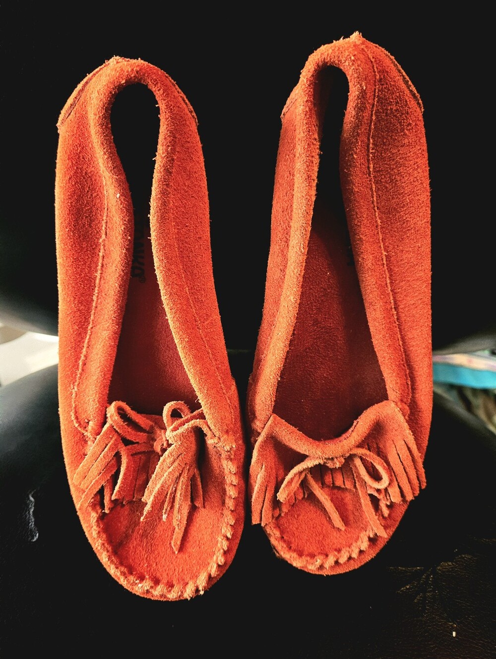 Suede Tassel Moccasin Loafers - Orange Size 6
